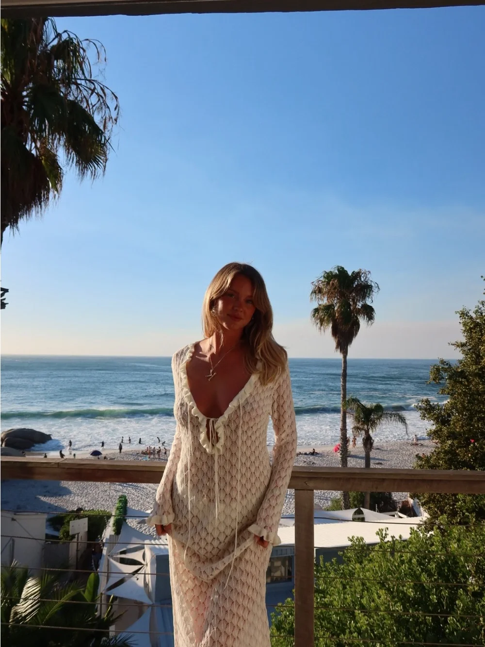 Zara Cream Crochet Maxi Dress - Picture 2 of 2